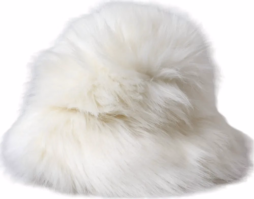Dolce & Gabbana White Acrylic Fur Womens Bucket Hat