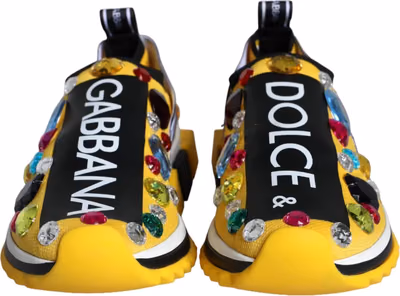 Yellow Sorrento Crystals Sneakers Womens Shoes