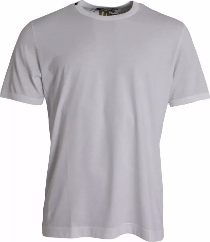 Dolce & Gabbana White Cotton Round Neck Short Sleeves T-shirt