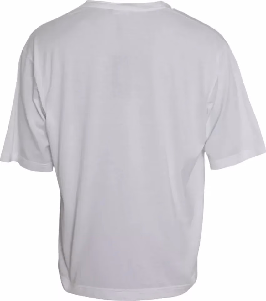 Dolce & Gabbana White Cotton Round Neck Short Sleeve T-shirt