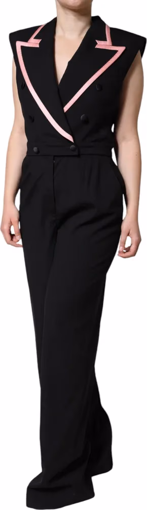 Dolce & Gabbana Black Wool Blend Sleeveless Jumpsuit Dress