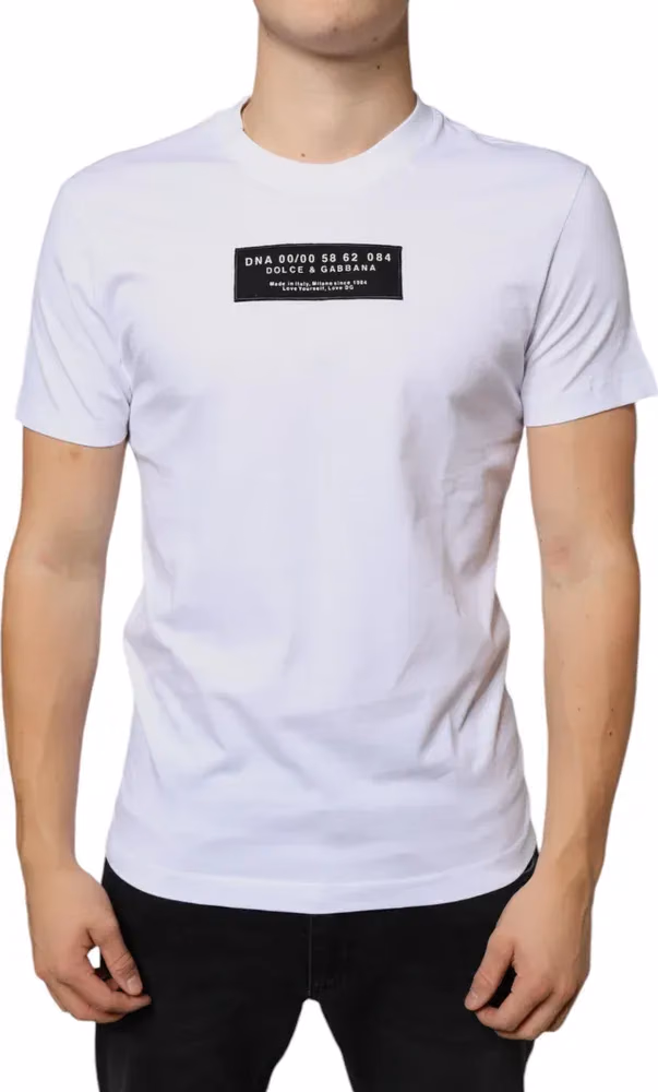 Dolce & Gabbana White Cotton DG Applique Casual T-shirt