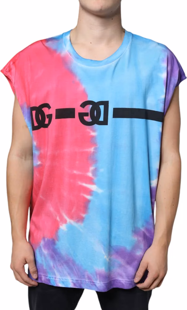 Dolce & Gabbana Multicolor Tie Dye Cotton Sleeveless T-shirt