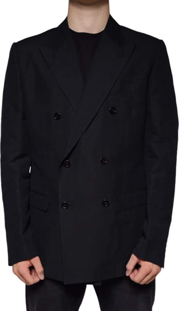 Dolce & Gabbana Black Linen Double Breasted Dress Blazer