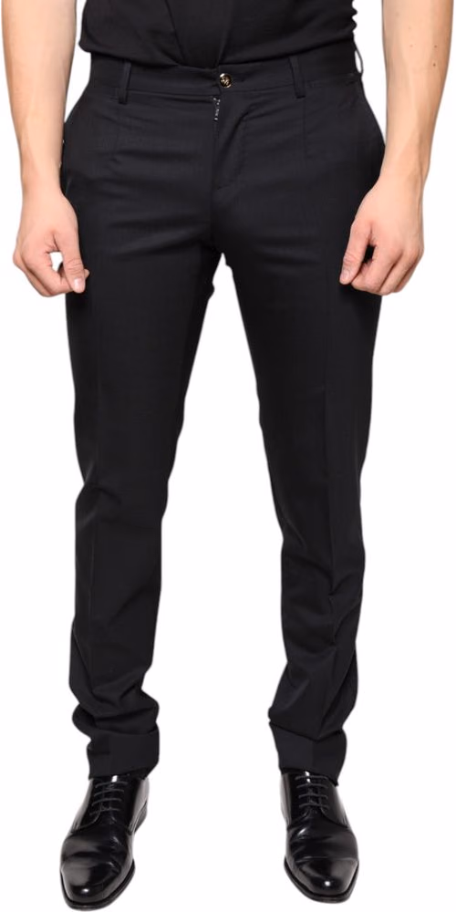 Dolce & Gabbana Black Wool Skinny Men Dress Pants