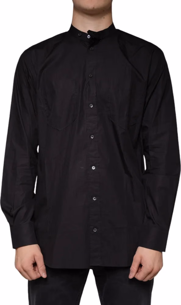Dolce & Gabbana Black Cotton Button Down Men Casual Shirt