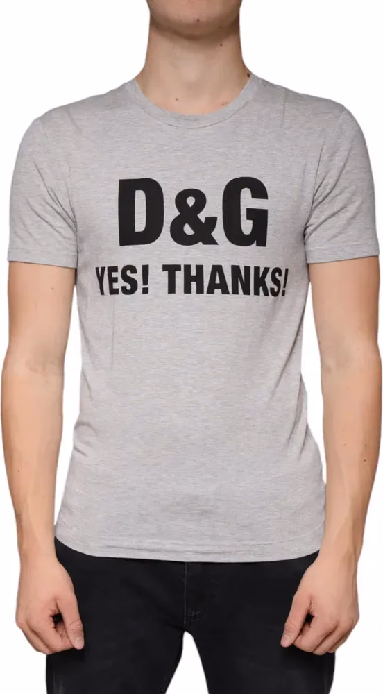 Dolce & Gabbana Gray Logo Print Crewneck Short Sleeve T-shirt