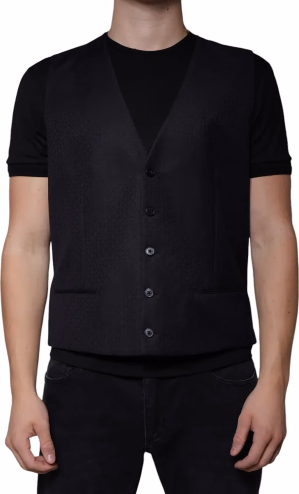 Dolce & Gabbana Black Wool Waistcoat Dress Formal Vest