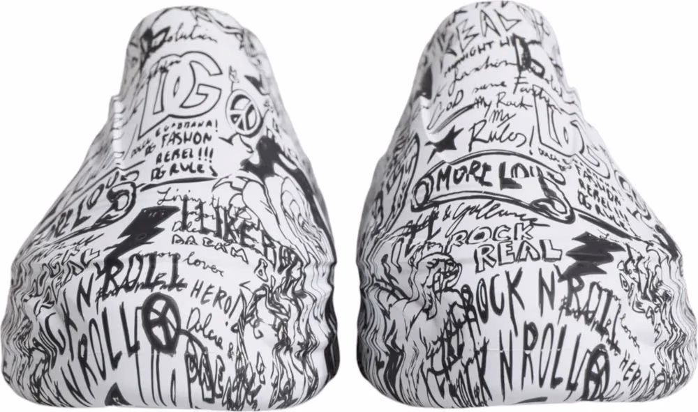 Dolce & Gabbana White Black Graffiti Daymaster Sneakers Shoes
