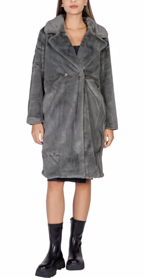 ICHI Black Polyester Coat