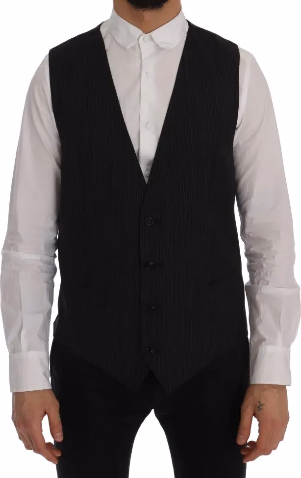 Dolce & Gabbana Gray Wool Stretch Vest