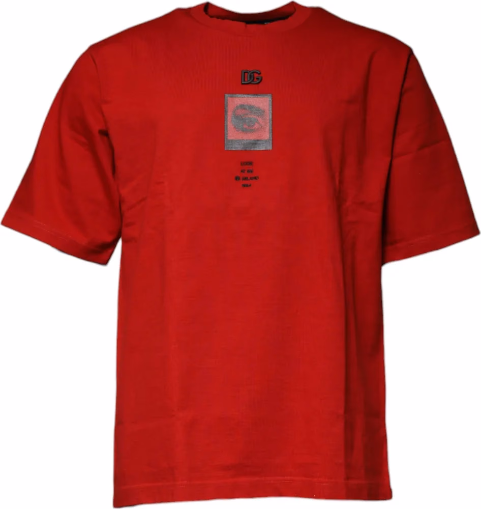Dolce & Gabbana Red DG Eye Cotton Crew Neck T-shirt