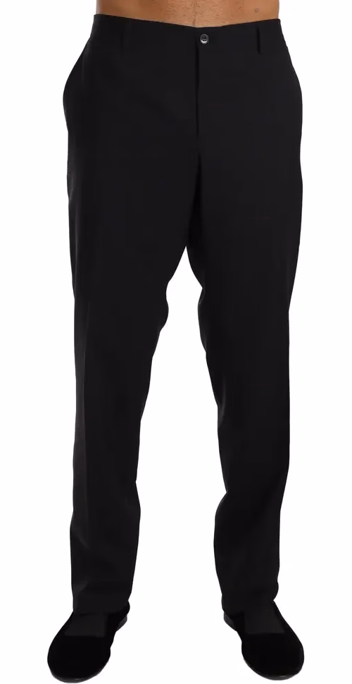 Dolce & Gabbana Black Wool Stretch Formal Trousers