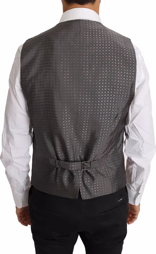 Dolce & Gabbana Brown Wool Silk Waistcoat Vest