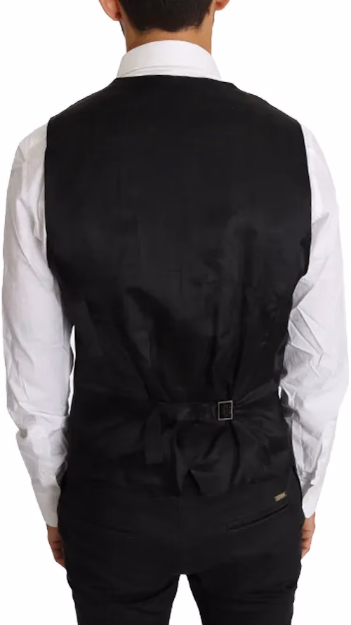 Dolce & Gabbana Gray Solid 100% Wool Waistcoat Vest