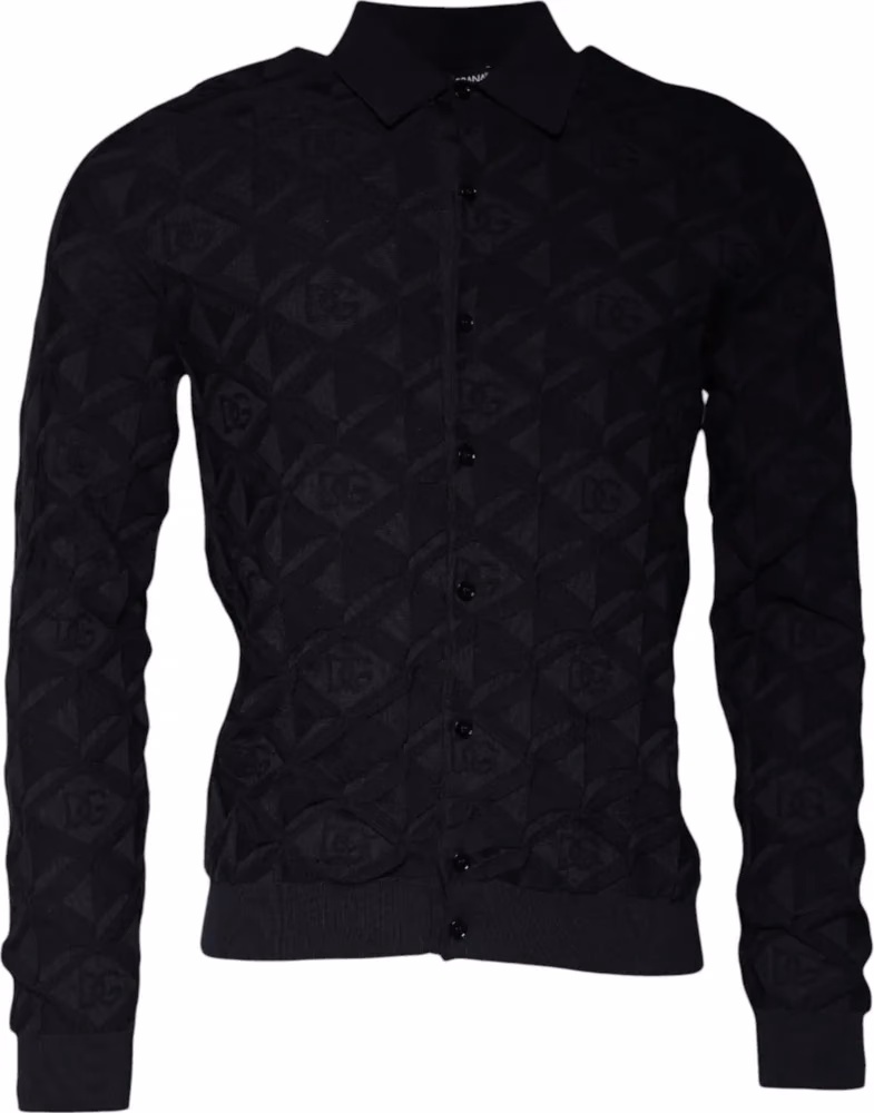 Dolce & Gabbana Black Silk Crew Neck Men Cardigan Sweater