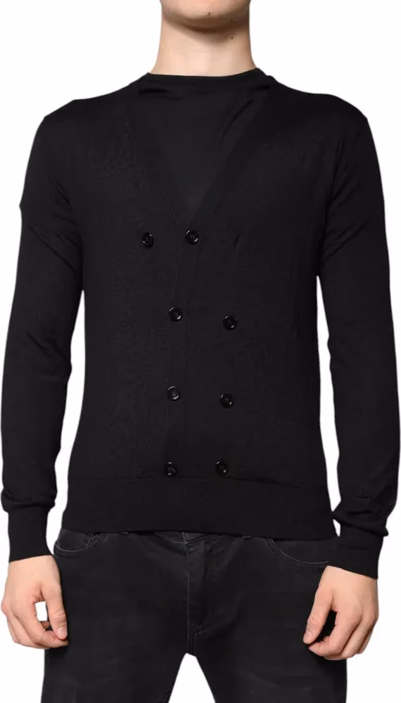 Dolce & Gabbana Black Cashmere Button Down Cardigan Sweater