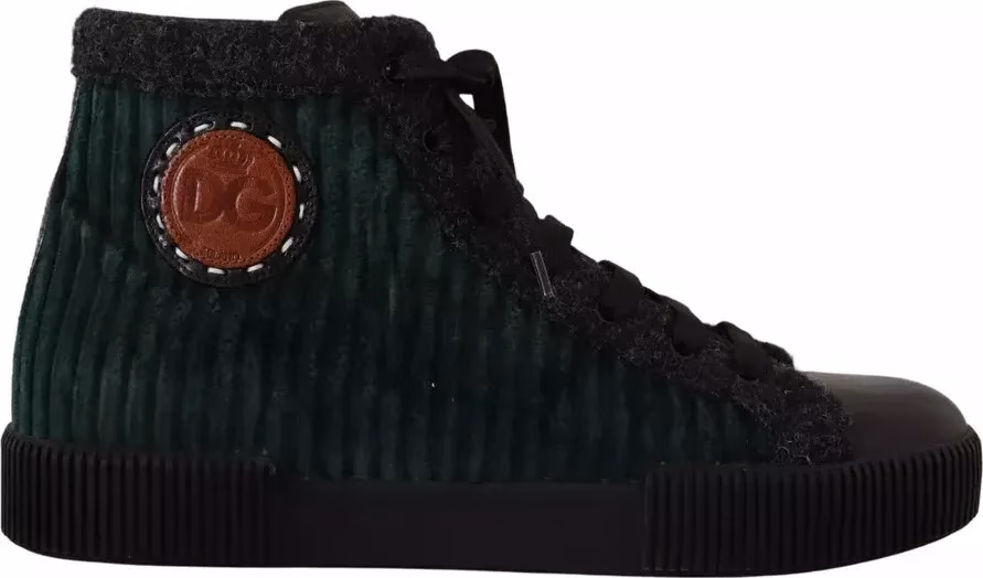 Dolce & Gabbana Green Corduroy High Tops Sneakers Mens Casual Shoes