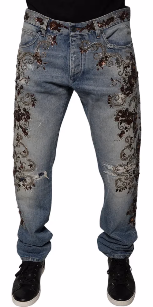 Dolce & Gabbana Light Blue Embroidered Skinny Denim Jeans