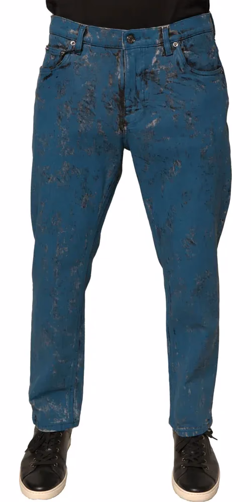 Dolce & Gabbana Blue Logo Cotton Stretch Skinny Denim Jeans