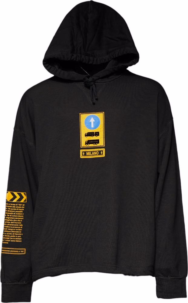 Dolce & Gabbana Black Cotton Hooded DG Shield Pullover Sweater