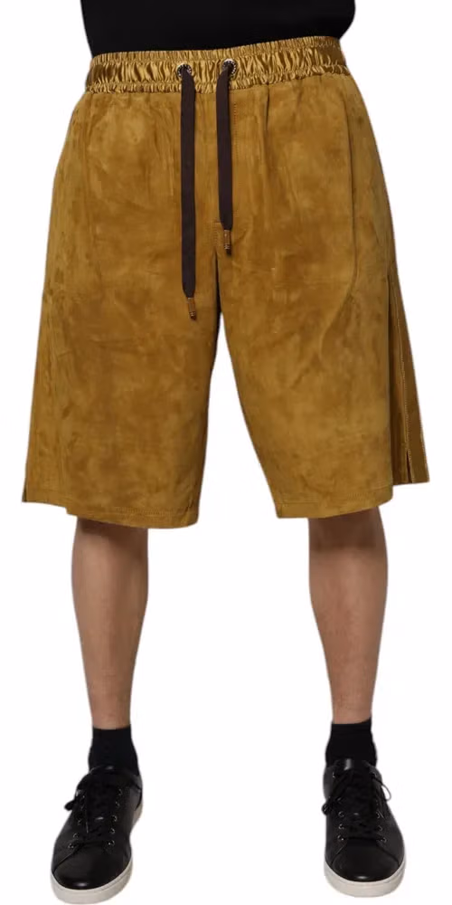 Dolce & Gabbana Brown Lambskin Suede Men Bermuda Shorts