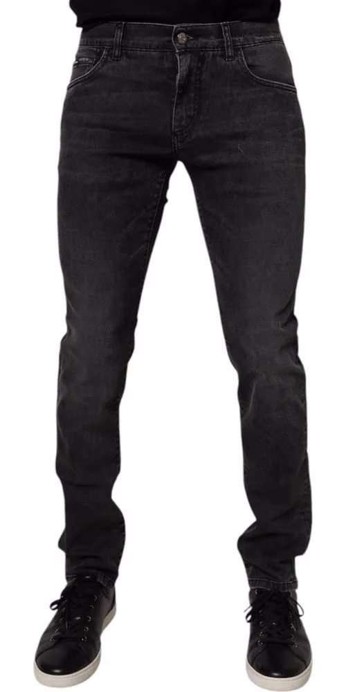Dolce & Gabbana Black Cotton Stretch Skinny Men Denim Jeans