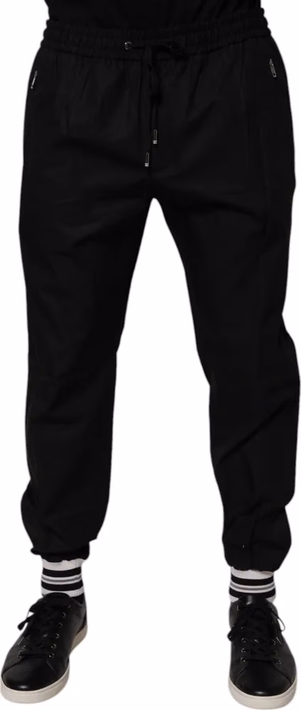 Dolce & Gabbana Black Cotton Men Jogger Sweatpants Pants