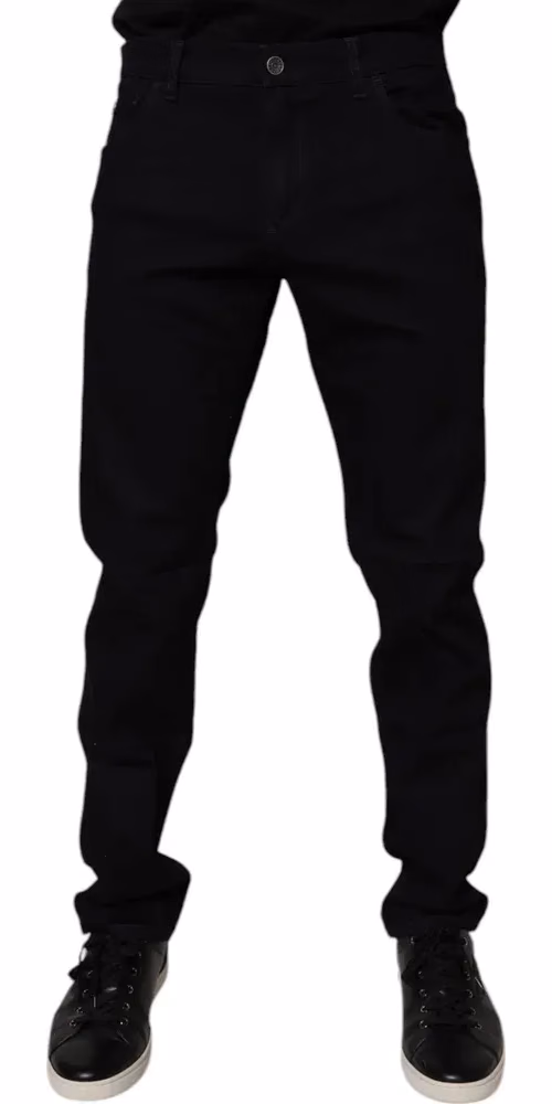 Dolce & Gabbana Black Cotton Stretch Slim Fit Men Denim Jeans