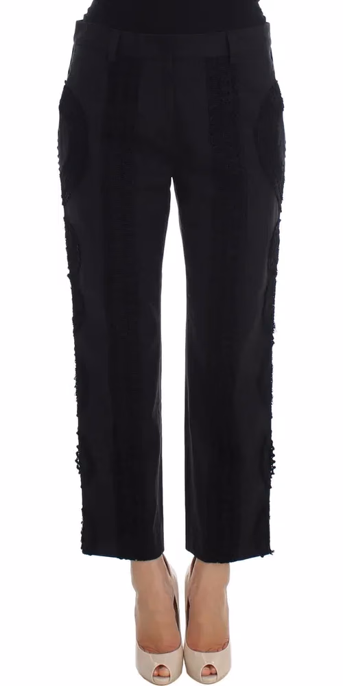 Dolce & Gabbana Black Cotton Stretch Torero Capris Pants