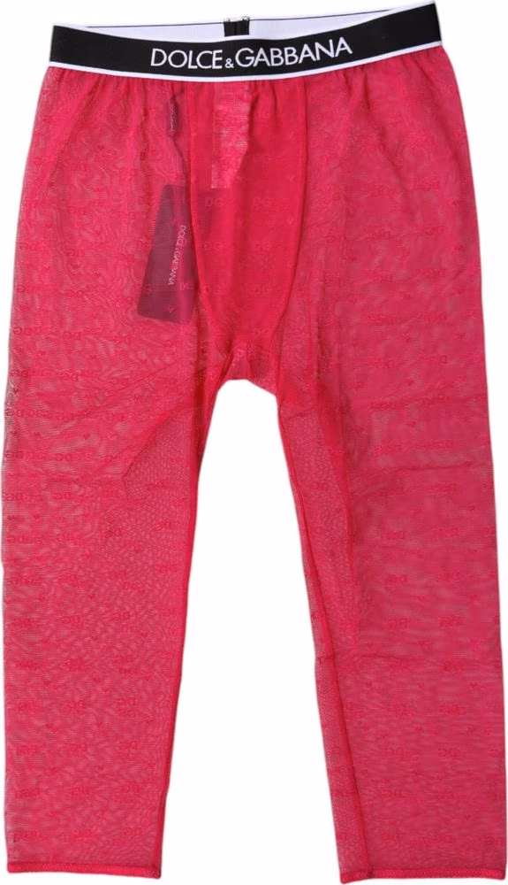 Dolce & Gabbana Fuchsia DG Logo Nylon Cropped Tights Underwear