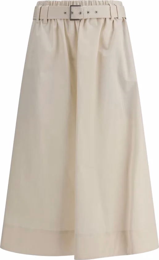Brunello Cucinelli Cream Wide Long Skirt