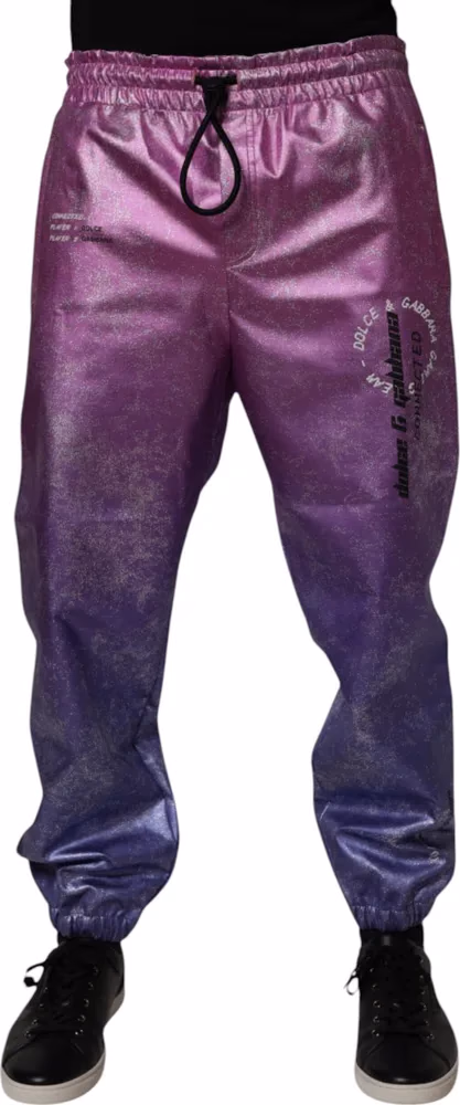 Dolce & Gabbana Pink Purple Two Tone Jogger Sweatpants Pants