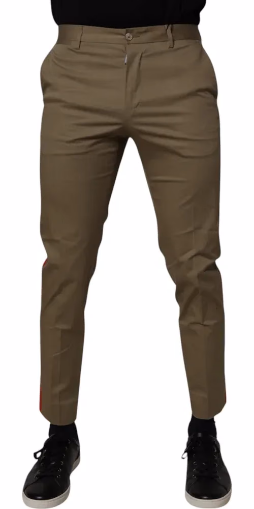 Dolce & Gabbana Dark Khaki Cotton Tapered Pants