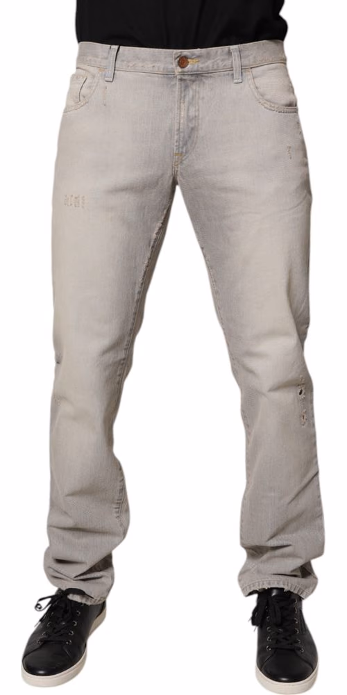 Dolce & Gabbana Light Gray Cotton Skinny Denim Jeans