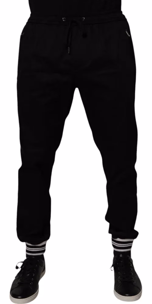 Dolce & Gabbana Black Cotton Stretch Jogger Sweatpants Pants