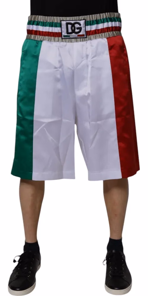 Dolce & Gabbana Multicolor Italia Polyester Bermuda Shorts
