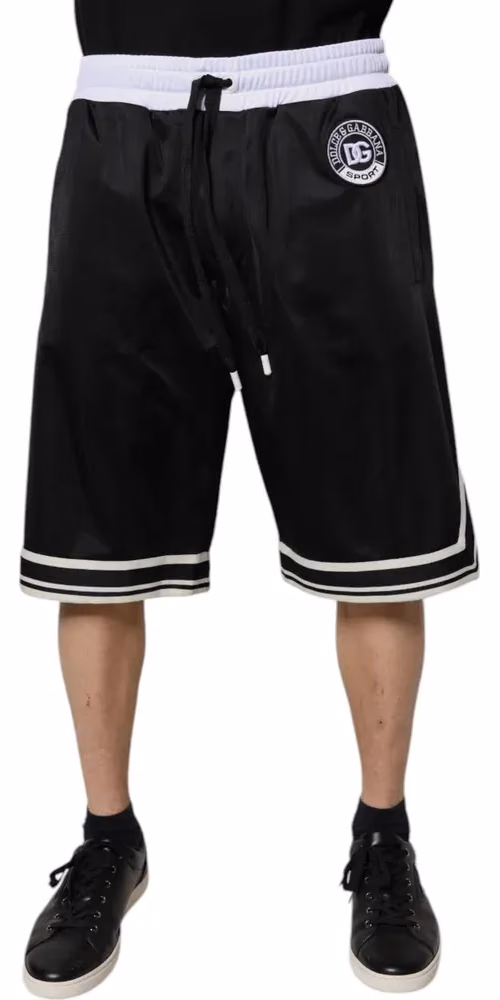 Dolce & Gabbana Black White Men Bermuda Sweatshorts Shorts