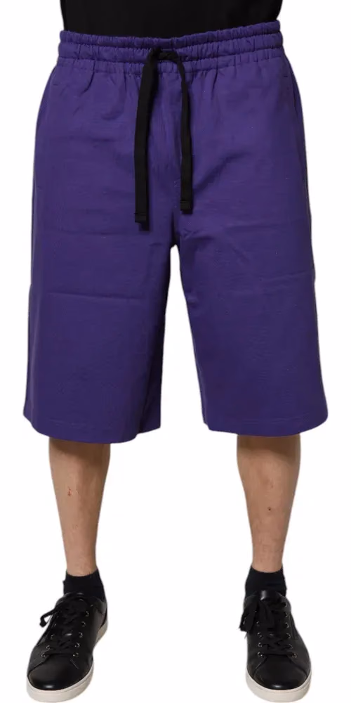 Dolce & Gabbana Purple Cotton Men Bermuda Sweatshorts Shorts