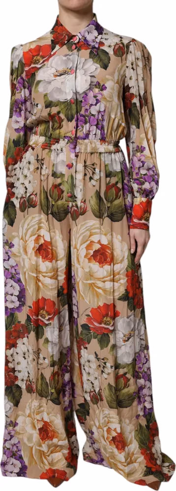 Dolce & Gabbana Multicolor Floral Wide Leg Jumpsuit Dress