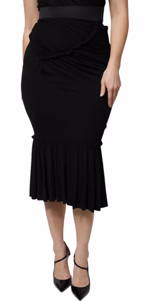 Dolce & Gabbana Black Mermaid Cut High Waist Midi Skirt