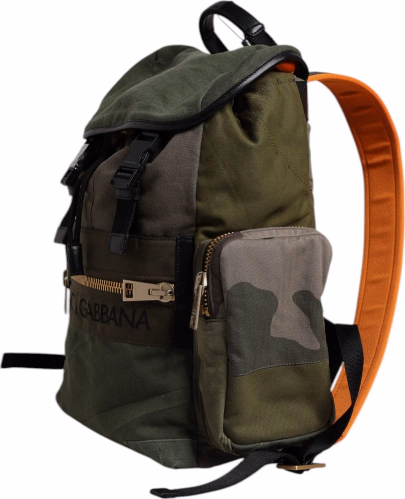 Dolce & Gabbana Military Green Patchwork Travel Backpack Bag