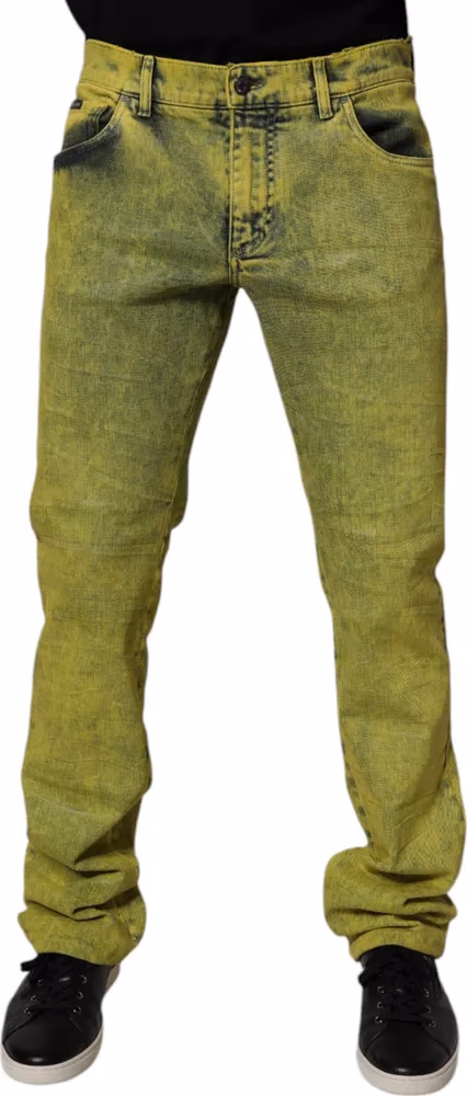 Dolce & Gabbana Yellow Cotton Stretch Skinny Men Denim Jeans