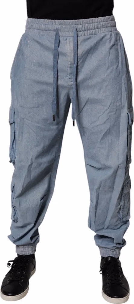 Dolce & Gabbana Light Blue Cotton Jogger Cargo Men Denim Pants