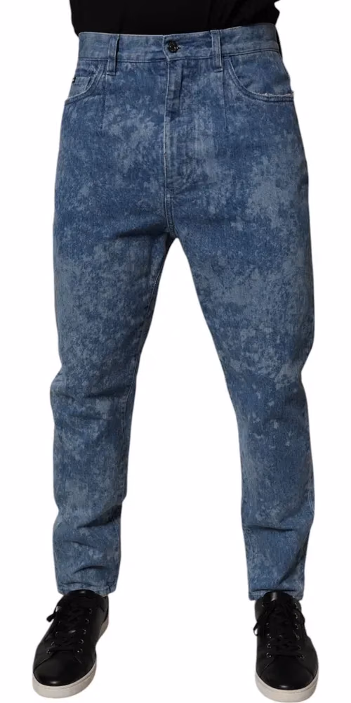 Dolce & Gabbana Blue Tie Dye Cotton Skinny Men Denim Jeans