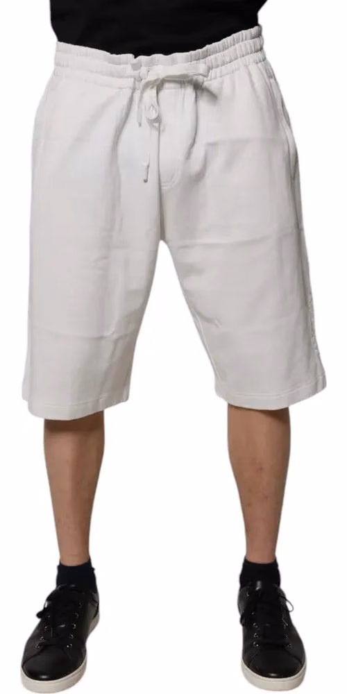 Dolce & Gabbana White Cotton Sweatshorts Men Bermuda Shorts