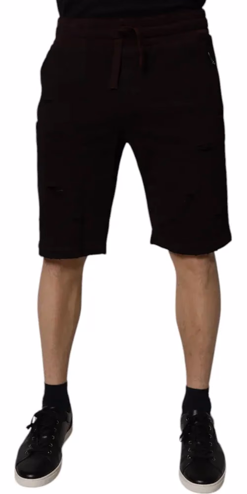 Dolce & Gabbana Maroon Cotton Sweatshorts Men Bermuda Shorts
