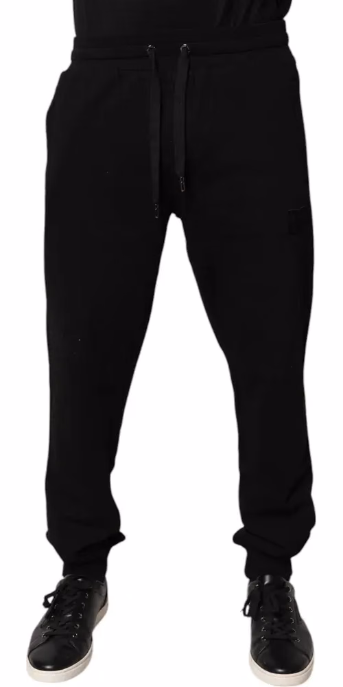 Dolce & Gabbana Black Cotton Mid Waist Jogger Sweatpants Pants