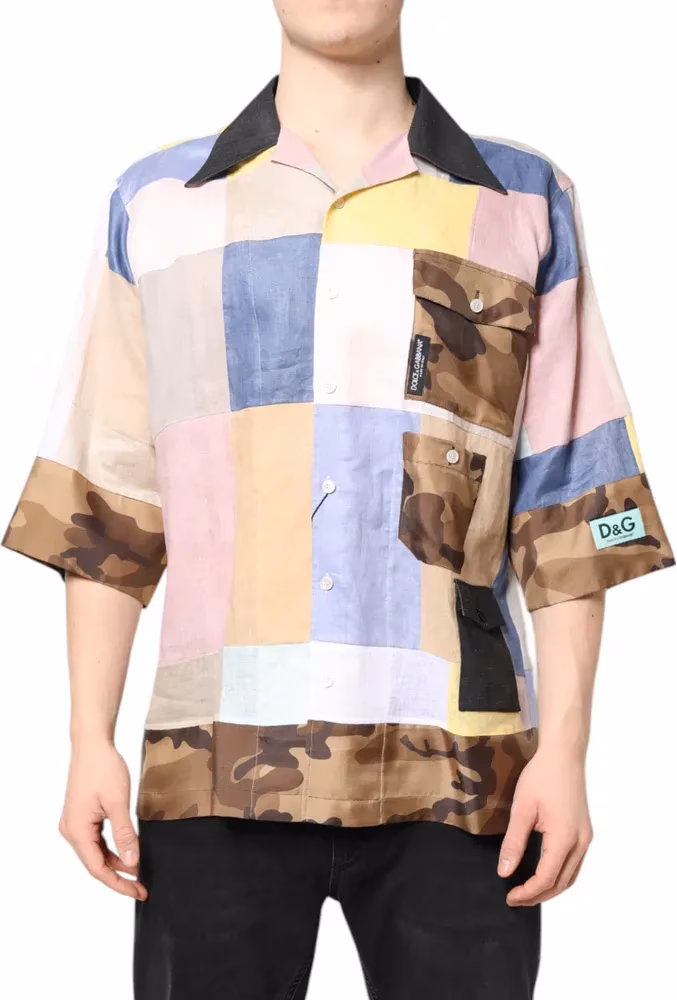 Dolce & Gabbana Multicolor Patchwork Short Sleeve Shirt