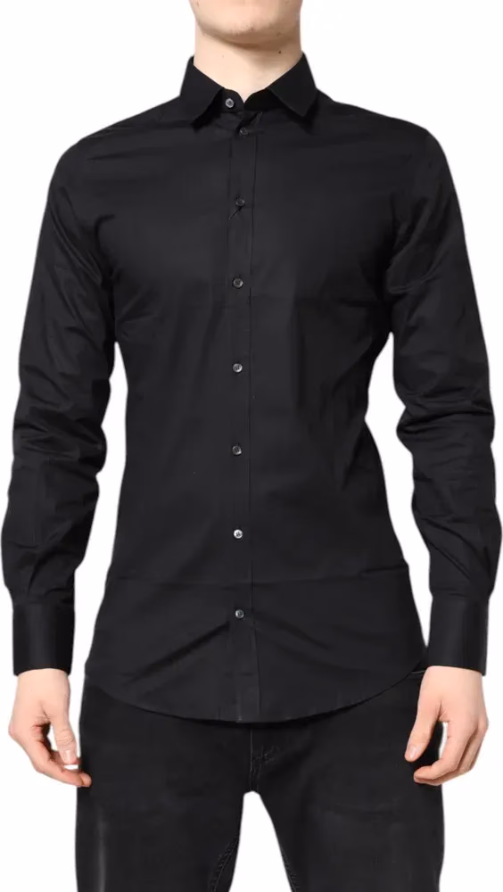 Dolce & Gabbana Black GOLD Cotton Long Sleeves Dress Shirt